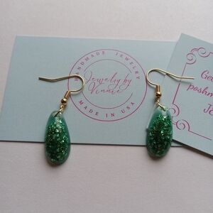 Hand Crafted Green Dangle Earrings